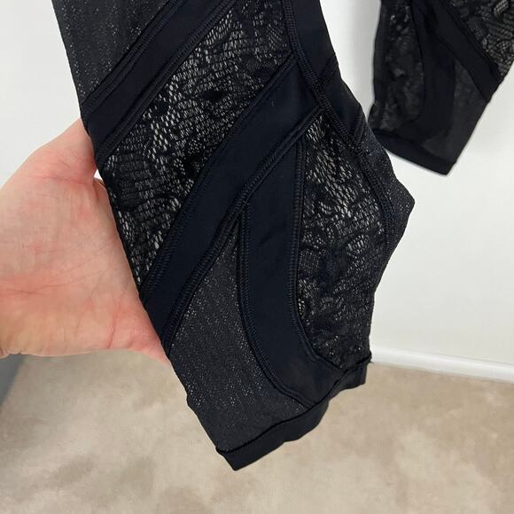 Lululemon Wunder Under High Rise Tight 25" Black Lace Women Size 8 - Picture 8 of 12